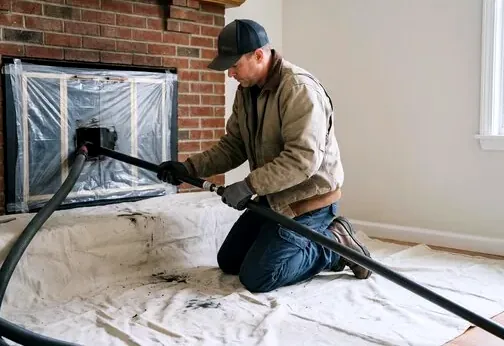 Dust-free chimney cleaning inside a Lakewood home