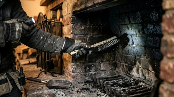 Cleaning and repairing a firebox in an Applewood home