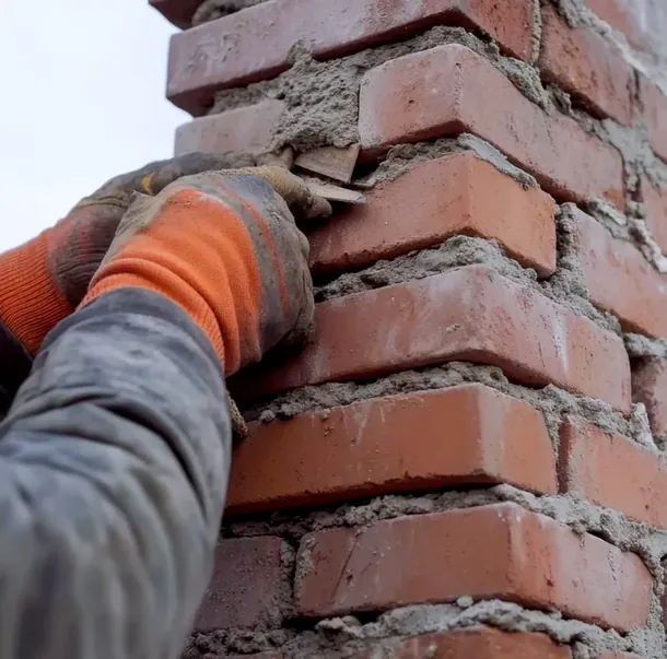 Tuckpointing a ranch chimney